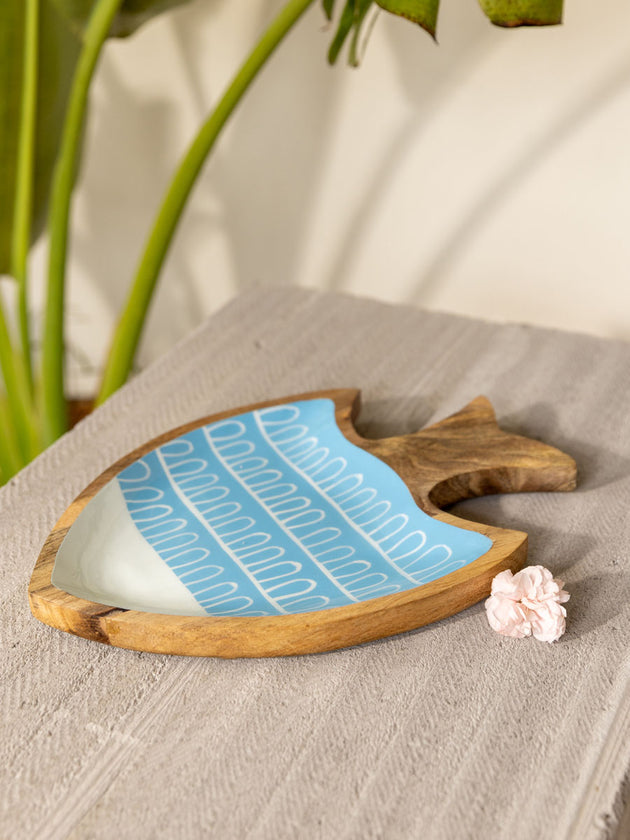 Flying Fish Hand Carved Wooden Platter