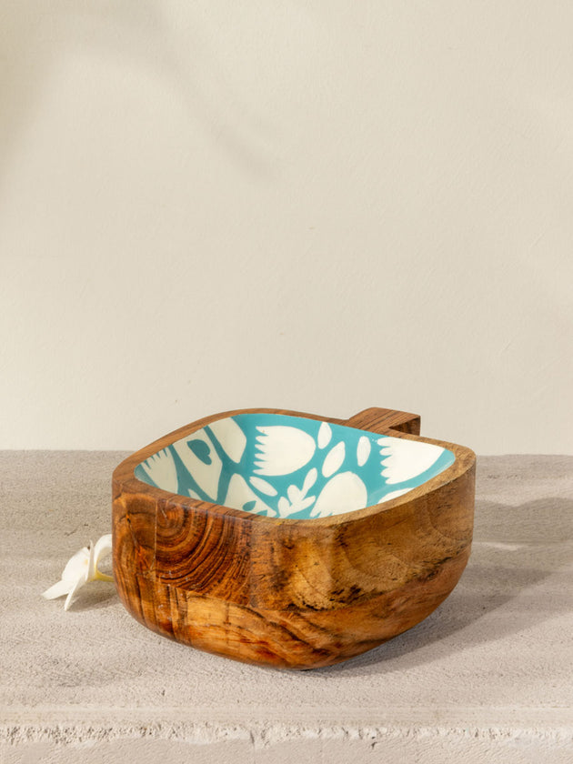 Turquoise Bliss Wooden Bowl