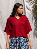 Solid Red Slub Short Top