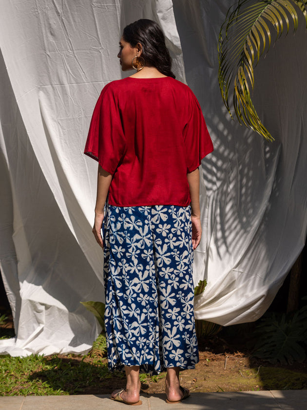 Solid Red Slub Short Top