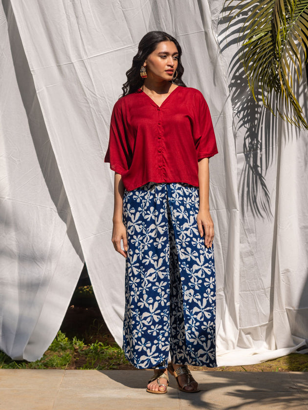 Solid Red Slub Short Top