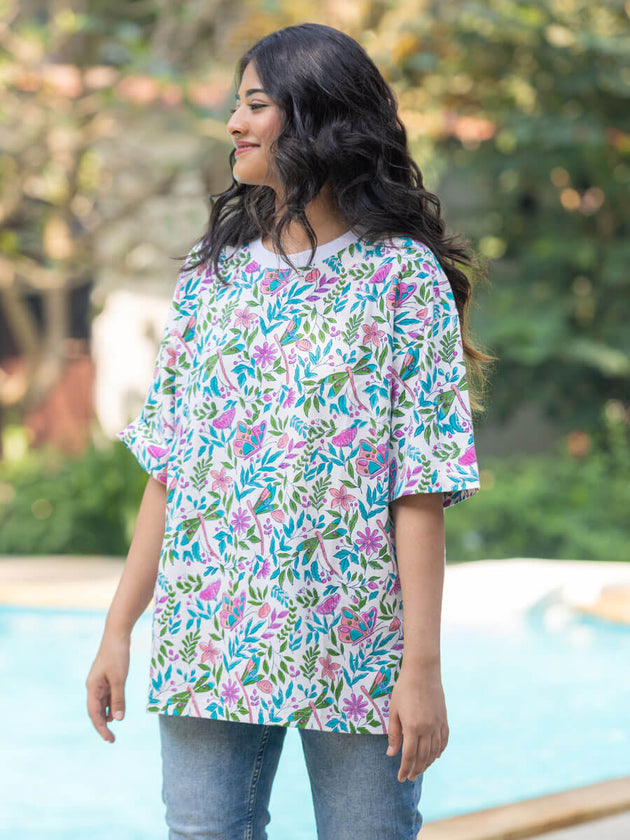 Samarthya Hand Block Printed T-shirt - Comfort-fit - Pinklay