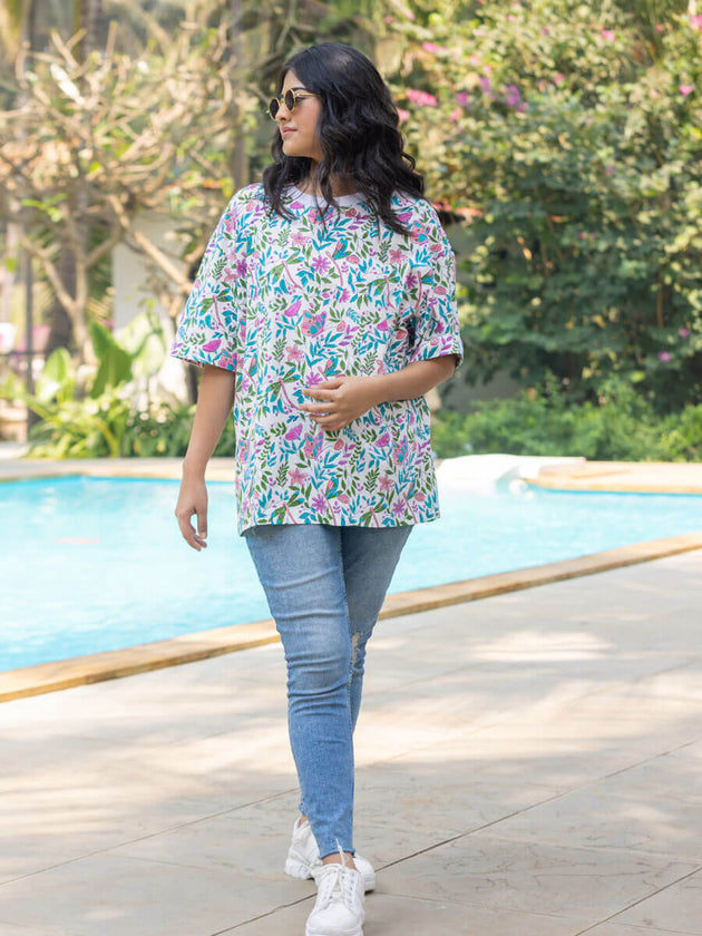 Samarthya Hand Block Printed T-shirt - Comfort-fit - Pinklay