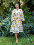 Sangeet Luxury Block Printed Cotton Bath Robe - Pinklay