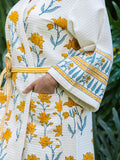 Sangeet Luxury Block Printed Cotton Bath Robe - Pinklay