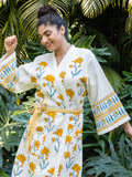 Sangeet Luxury Block Printed Cotton Bath Robe - Pinklay