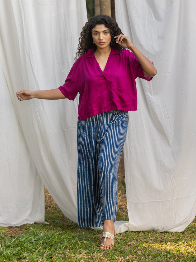 Solid Pink Modal Shirt Top - Comfort fit