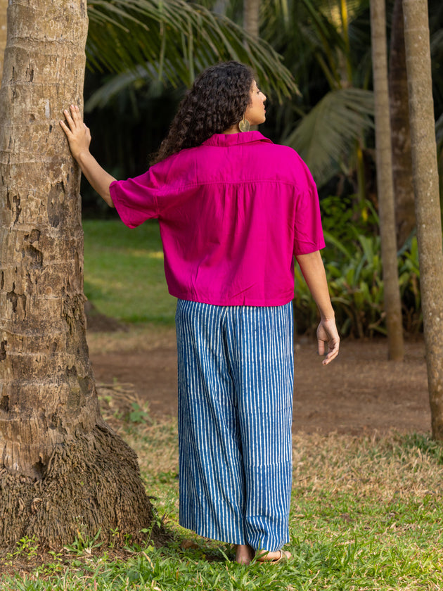 Solid Pink Modal Shirt Top - Comfort fit