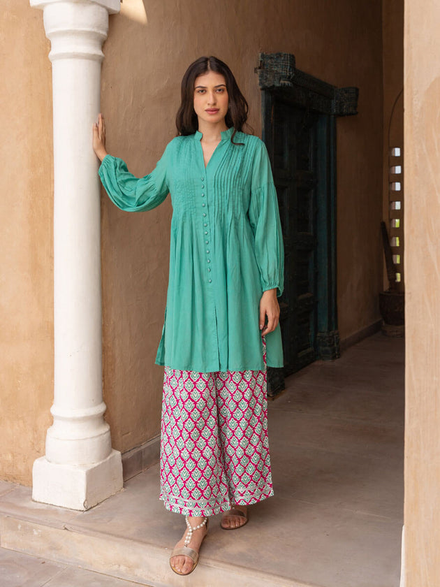 Set of 2 - Ahalya Pintuck Shirt Kurta and Palazzo