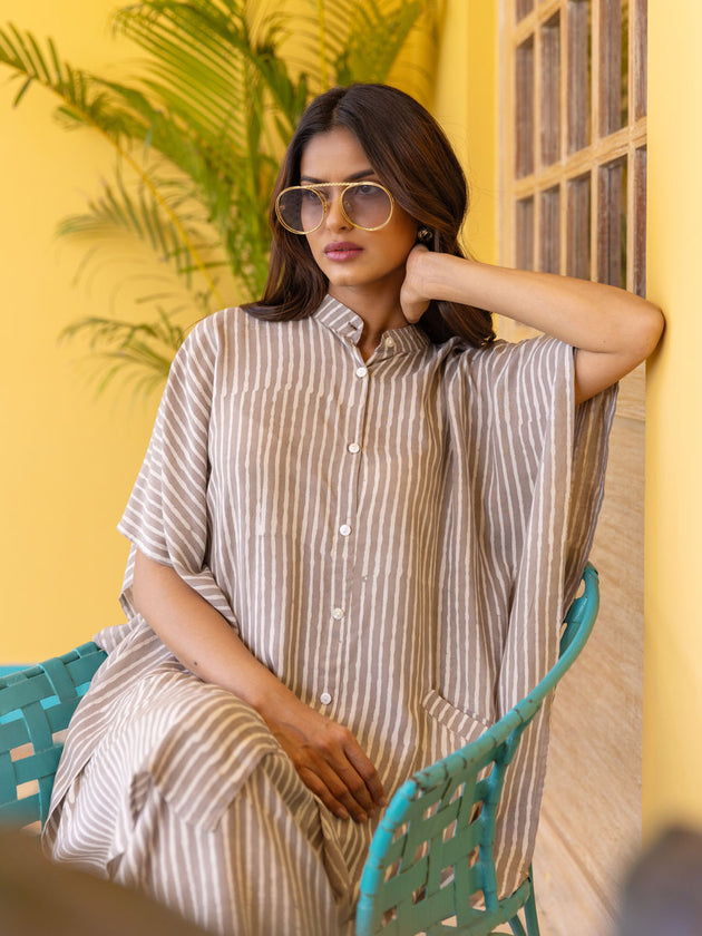Set of 2 - Maatangi Modal Kaftan Shirt Dress and Palazzo