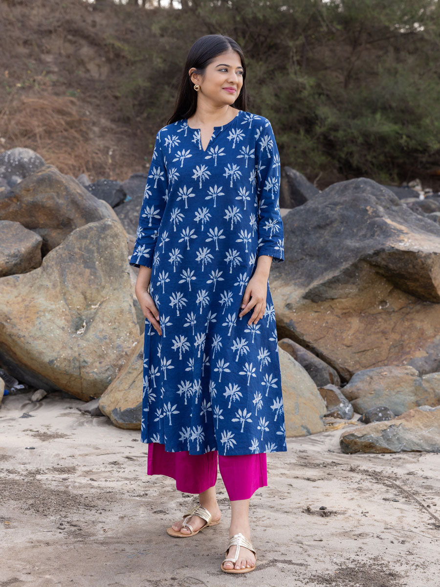 Hoor Indigo Cotton Kurta – Pinklay