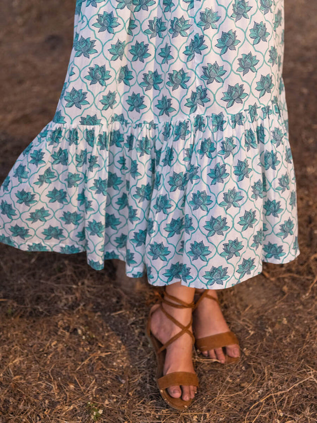 Sinamika Block Printed Modal Maxi Dress - Pinklay