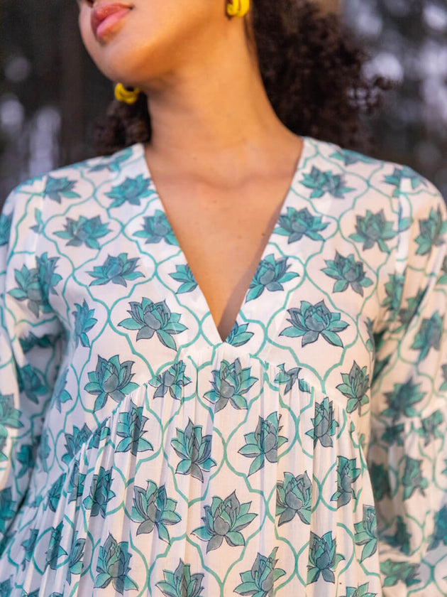 Sinamika Block Printed Modal Maxi Dress - Pinklay