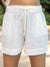 Solid Ivory Slub Shorts - Pinklay