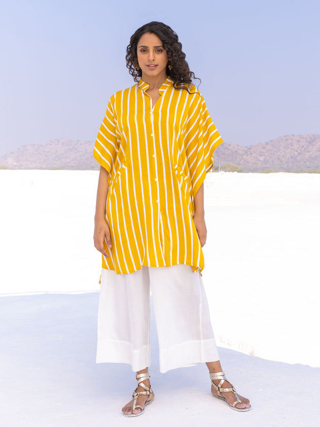 Set of 2 - Sylvie Hand Printed Shirt Dress and Palazzo - Pinklay