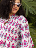 Tara Block Printed Cotton Pintuck Dress