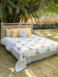 Set of 5 - The Baagh Hand Block Printed Bed Set - Pinklay