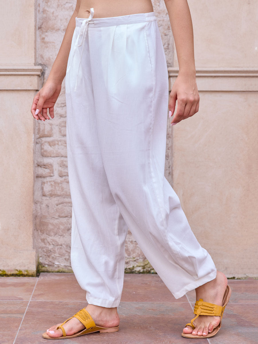 White Women Cotton Kurta Set – Pinklay