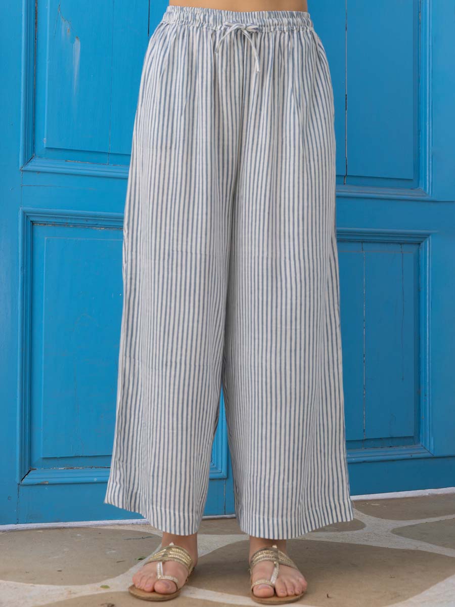 Blue and white striped palazzo on sale