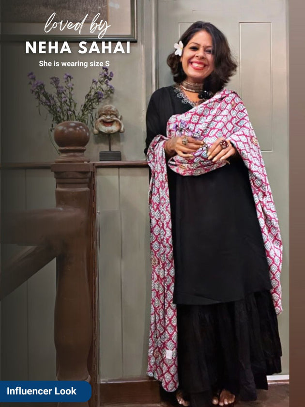 Set of 3 - Urban Gypsy Black Kurta, Skirt and Dupatta