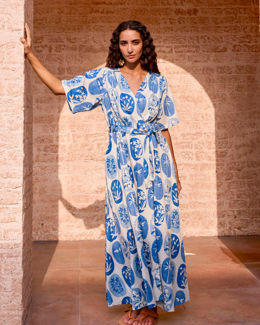 Blue Women Wrap-Around Maxi Dress Pinklay Blue Women Wrap-Around Maxi Dress Pinklay