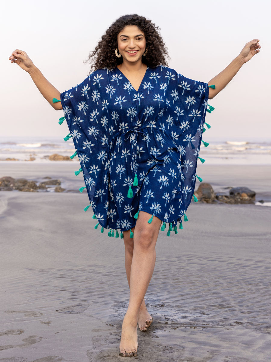 Zahara Indigo Short Kaftan - Main Image