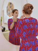 Red & Blue Dabu Maxi Kaftan Dress - Pinklay