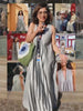 A-Line Grey & White Women Cotton Maxi Dress - Pinklay