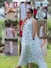 White and Blue Women Cotton Maxi Dress | Pinklay