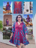 Red & Blue Cotton Women Midi Dress by Pinklay