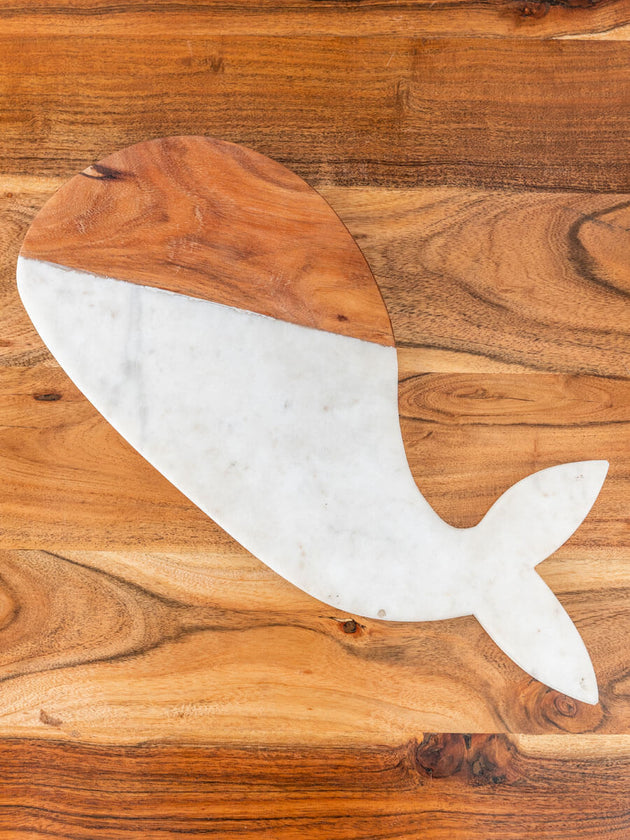 White Whale Hand Carved Wooden Platter - Pinklay