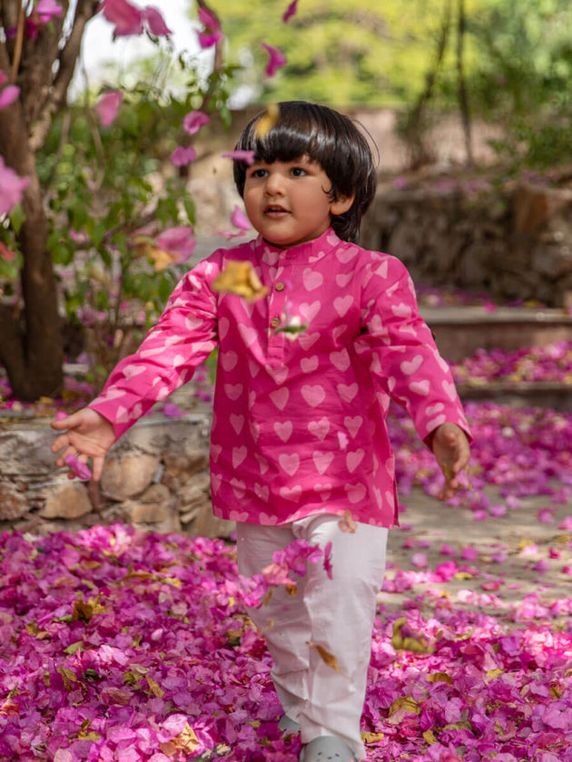 Little Hearts Organic Cotton Kurta - Pinklay