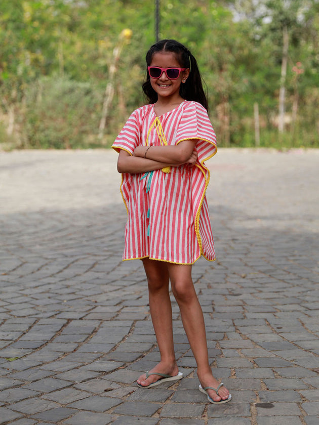 Pink Stripes Organic Cotton Kaftan - Pinklay