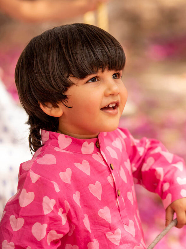 Little Hearts Organic Cotton Kurta - Pinklay