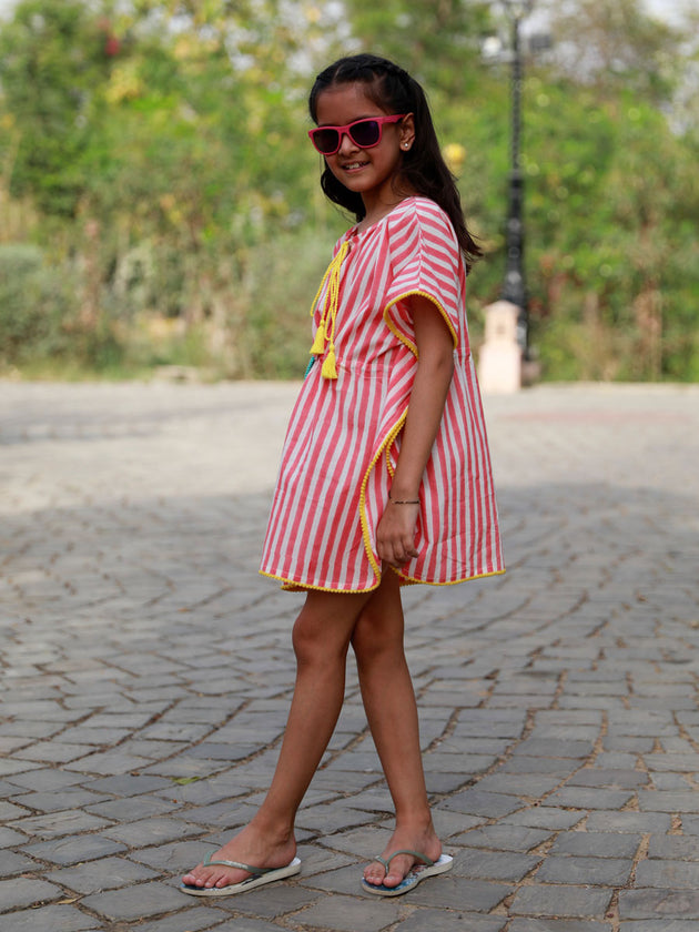 Pink Stripes Organic Cotton Kaftan - Pinklay