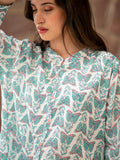 Butterfly Modal Silk Shirt Top - Pinklay