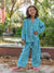Turquoise Stripes Cotton Top & Pyjama Set - Pinklay