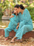 Turquoise Stripes Cotton Top & Pyjama Set - Pinklay