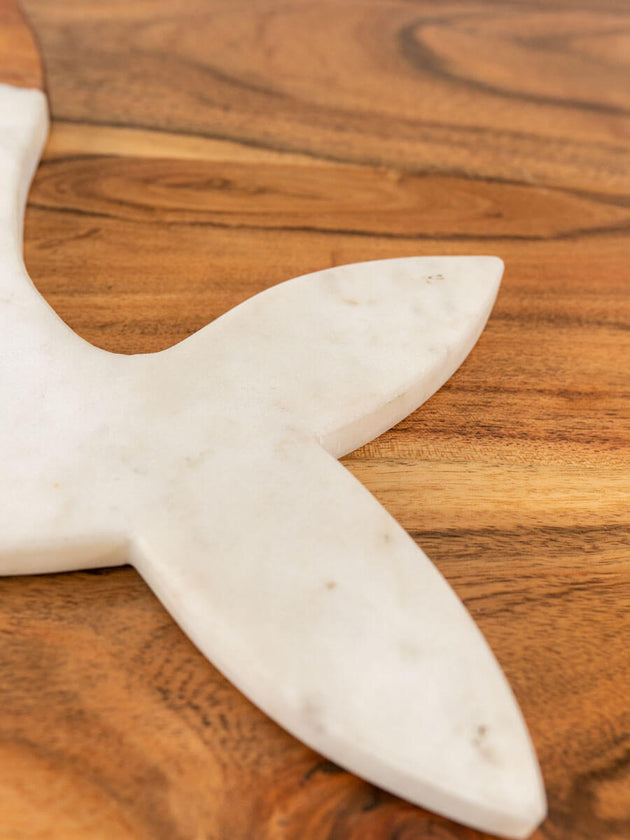 White Whale Hand Carved Wooden Platter - Pinklay