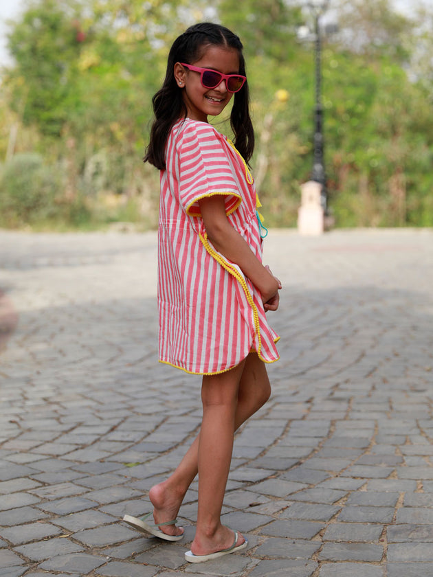 Pink Stripes Organic Cotton Kaftan - Pinklay