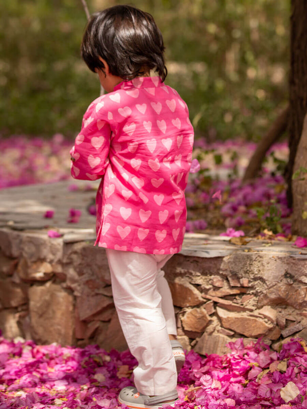Little Hearts Organic Cotton Kurta - Pinklay