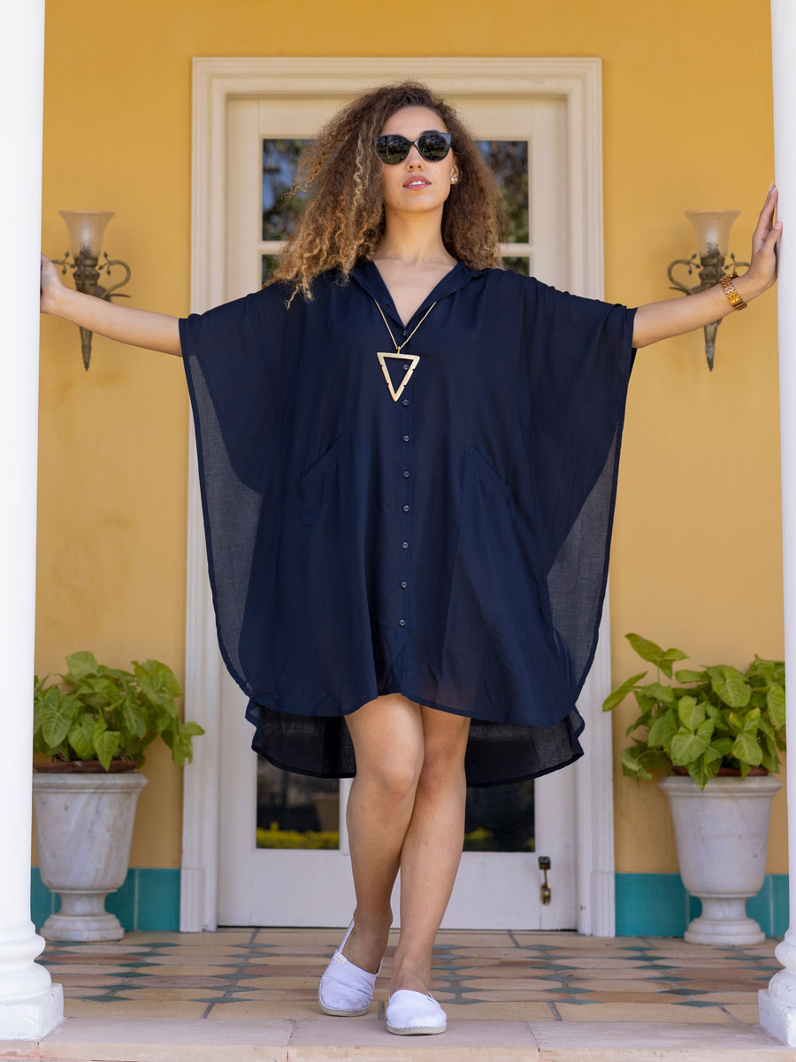 short kaftan dress designs Bluish Grey Short Kaftan with Leafy Design