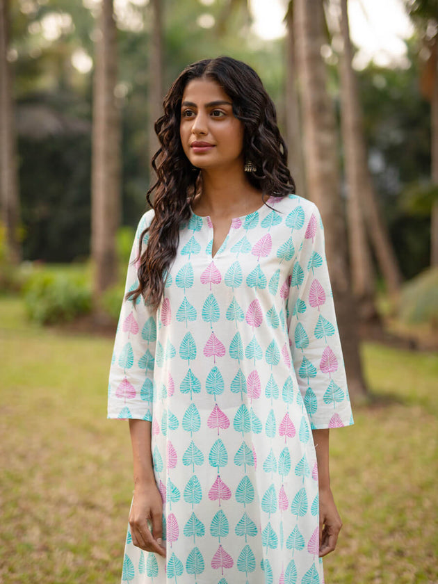 Aesha Cotton Long Kurta - Pinklay