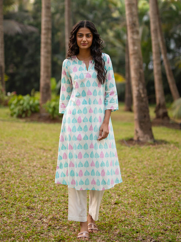 Aesha Cotton Long Kurta - Pinklay