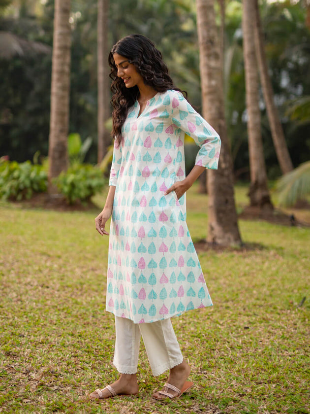Aesha Cotton Long Kurta - Pinklay