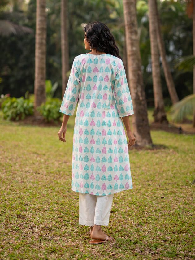 Aesha Cotton Long Kurta - Pinklay