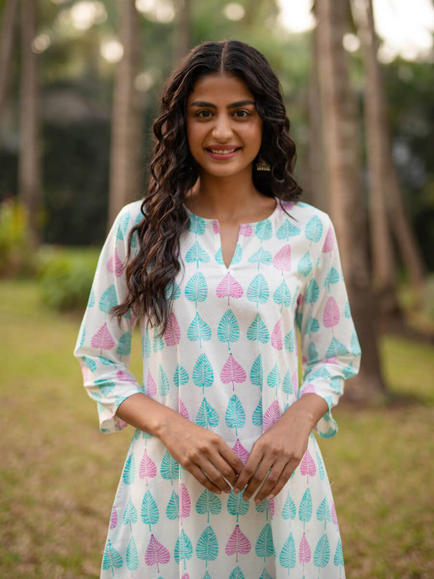 Aesha Cotton Long Kurta - Pinklay