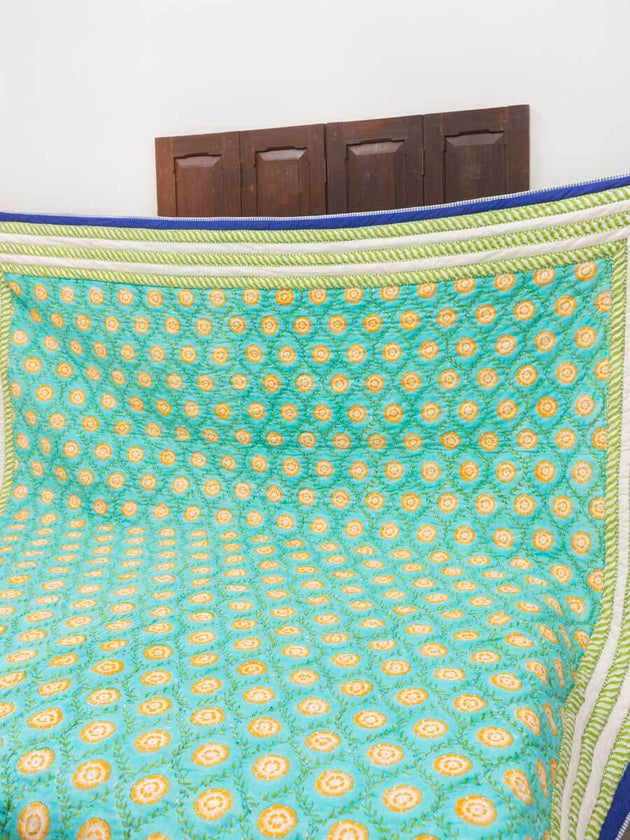 Amaltas Block Printed Cotton Quilt - Pinklay