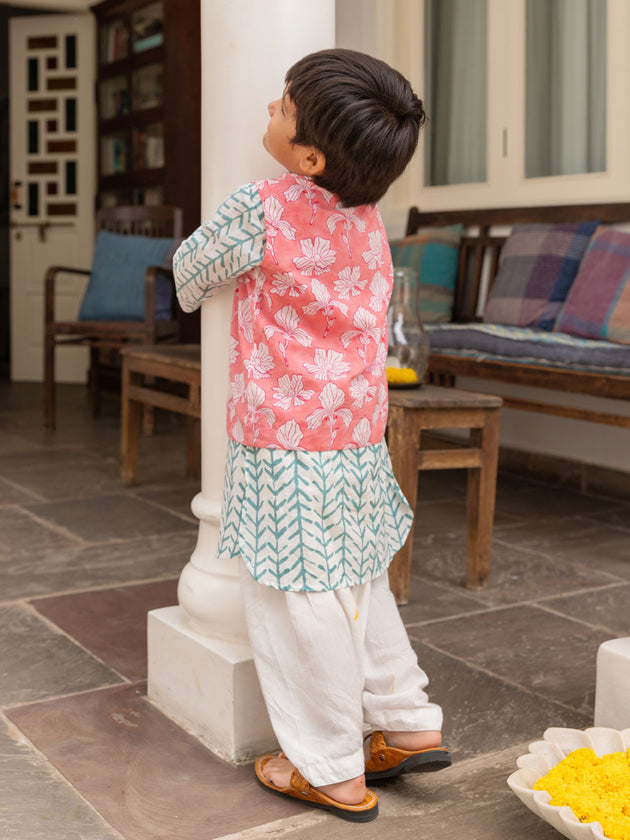 Set of 3 - Anant Long Kurta with Jacket | Pinklay