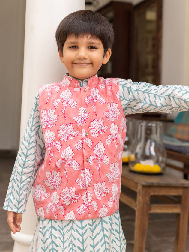 Set of 3 - Anant Long Kurta with Jacket | Pinklay
